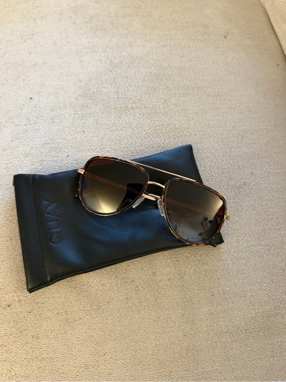 Quay Australia Tortoise Frame Sunglasses with Brown Gradient Lenses